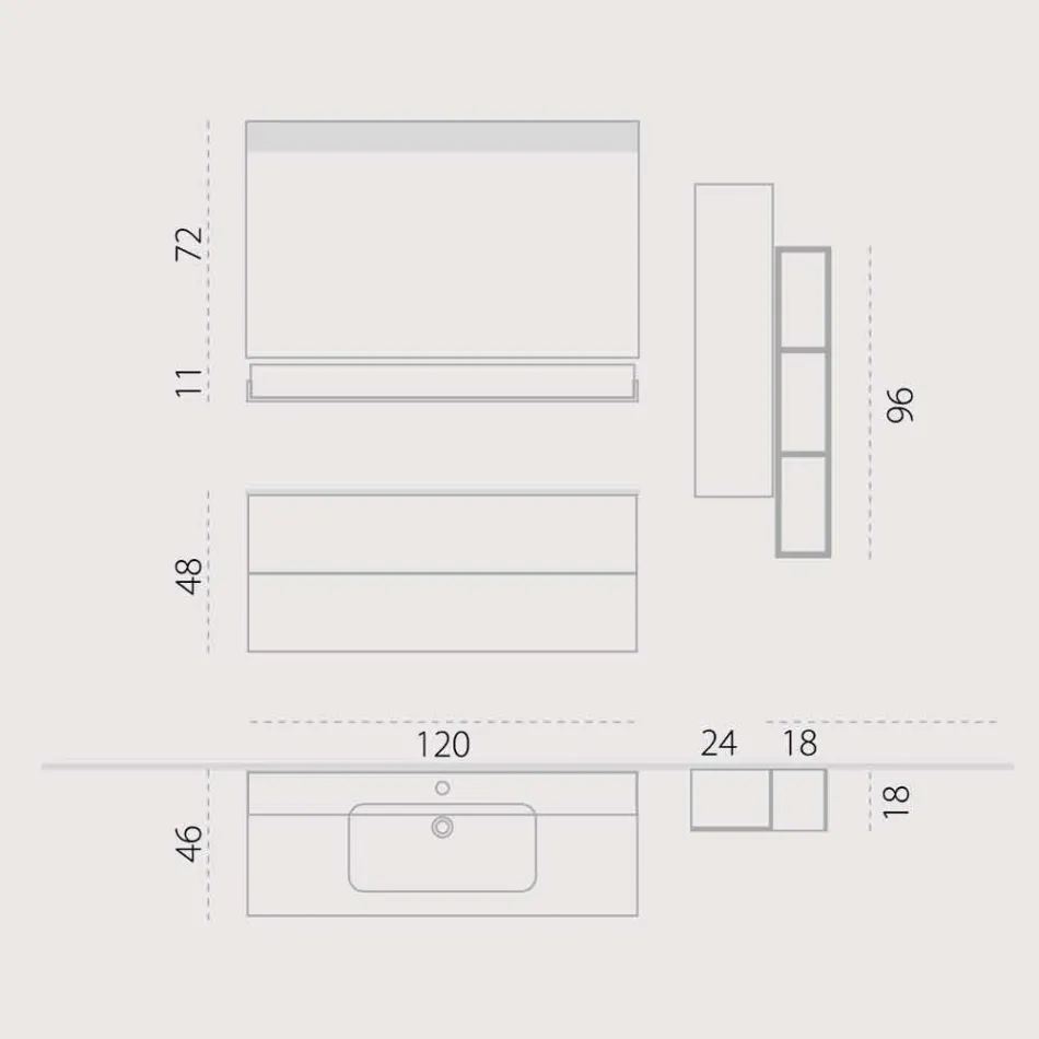 Conjunto de madera y suspensión de muebles de baño moderno Fenix made Italy Bari viadurini