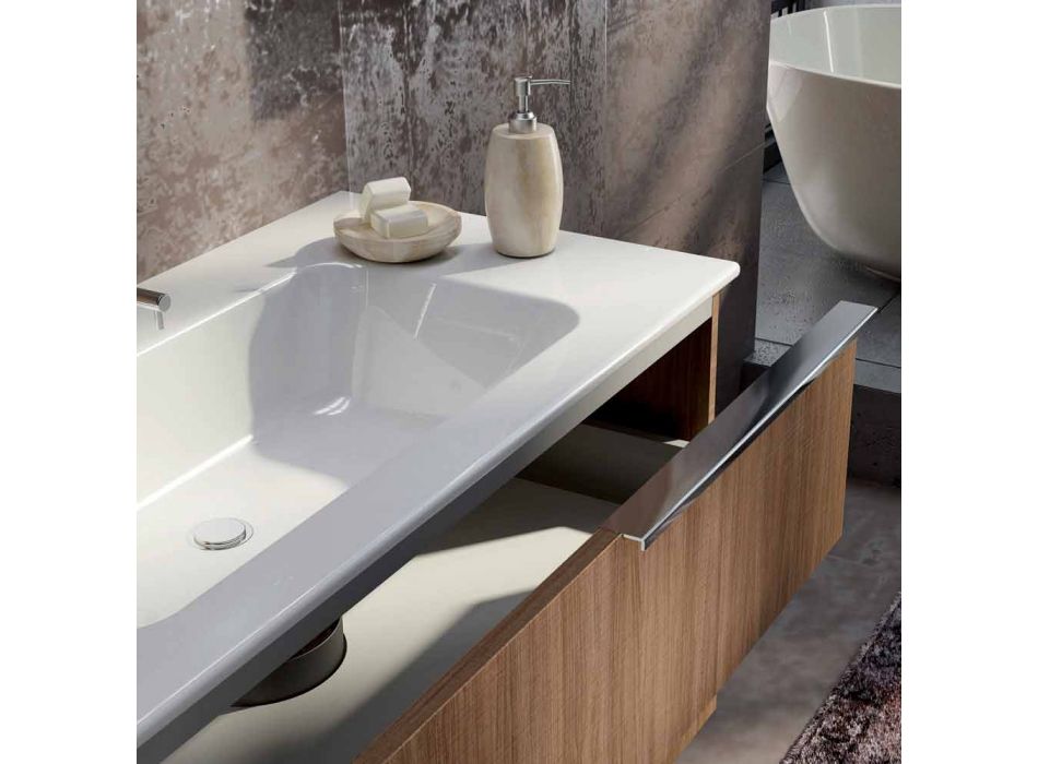Conjunto de muebles de baño de madera de diseño colgante hecho en Italia Cesena viadurini