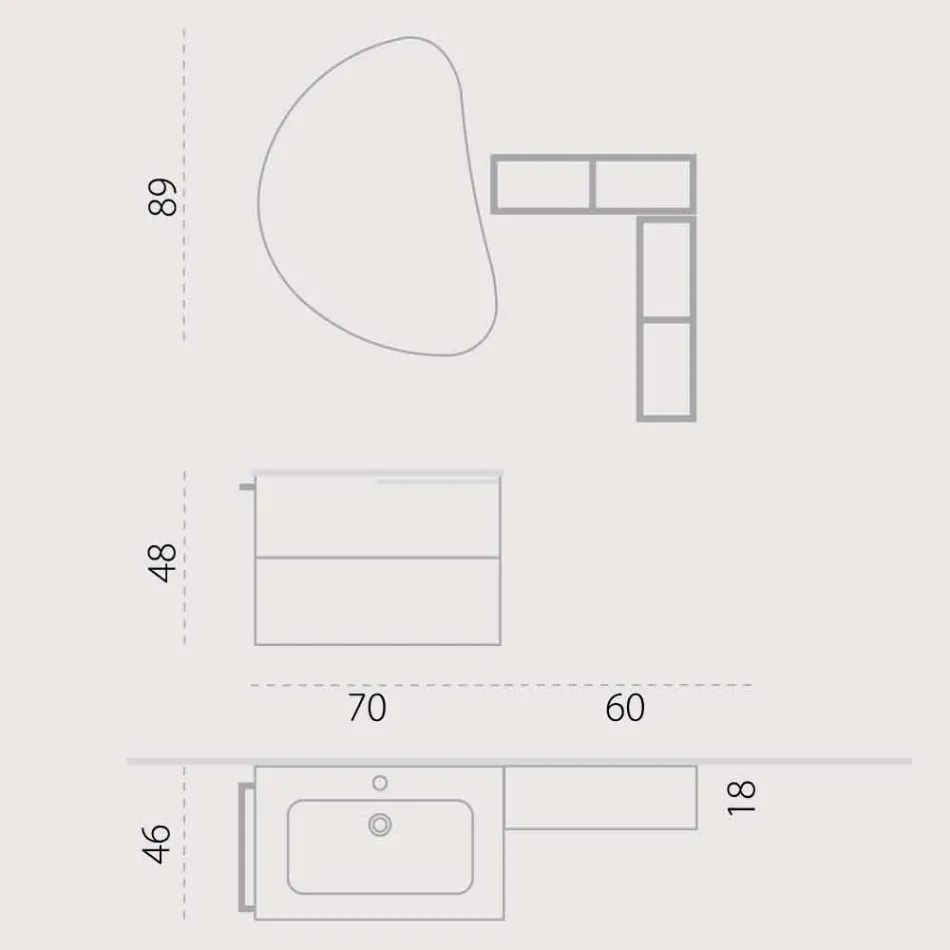 Conjunto de madera de diseño de muebles de baño suspensión made in Italy Sad viadurini