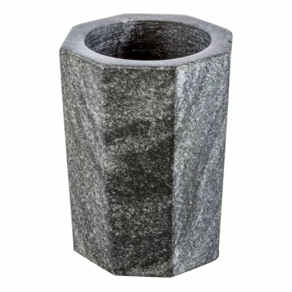 Conjunto de modernos accesorios de baño en mármol gris veteado de Montafia. viadurini