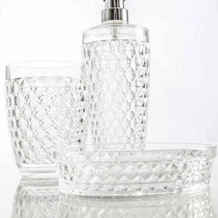 Set para baño dosificador + vaso + moderna jabonera Netro viadurini