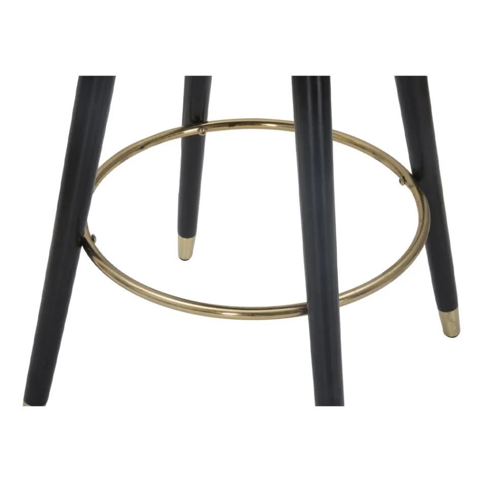 Taburete de bar alto en madera y metal con asiento en poliéster - Enzo viadurini