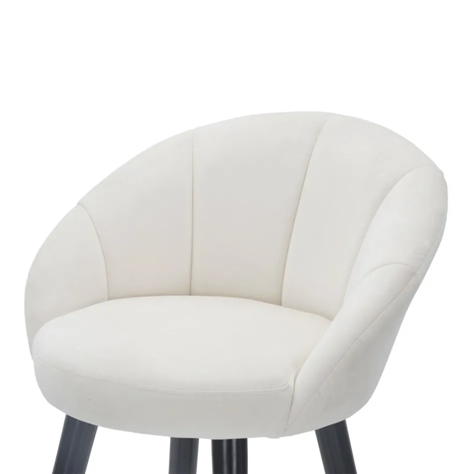 Taburete de bar alto en madera y metal con asiento en poliéster - Enzo viadurini