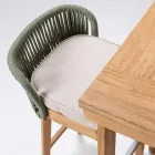 Taburete alto de bar de teca natural con cojín - Lateral viadurini