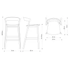 Taburete alto de cocina con estructura de madera de fresno Made in Italy - Oslo viadurini