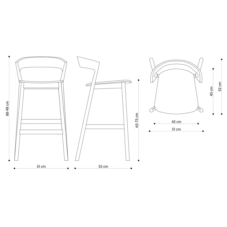 Taburete alto de cocina con estructura de madera de fresno Made in Italy - Oslo viadurini
