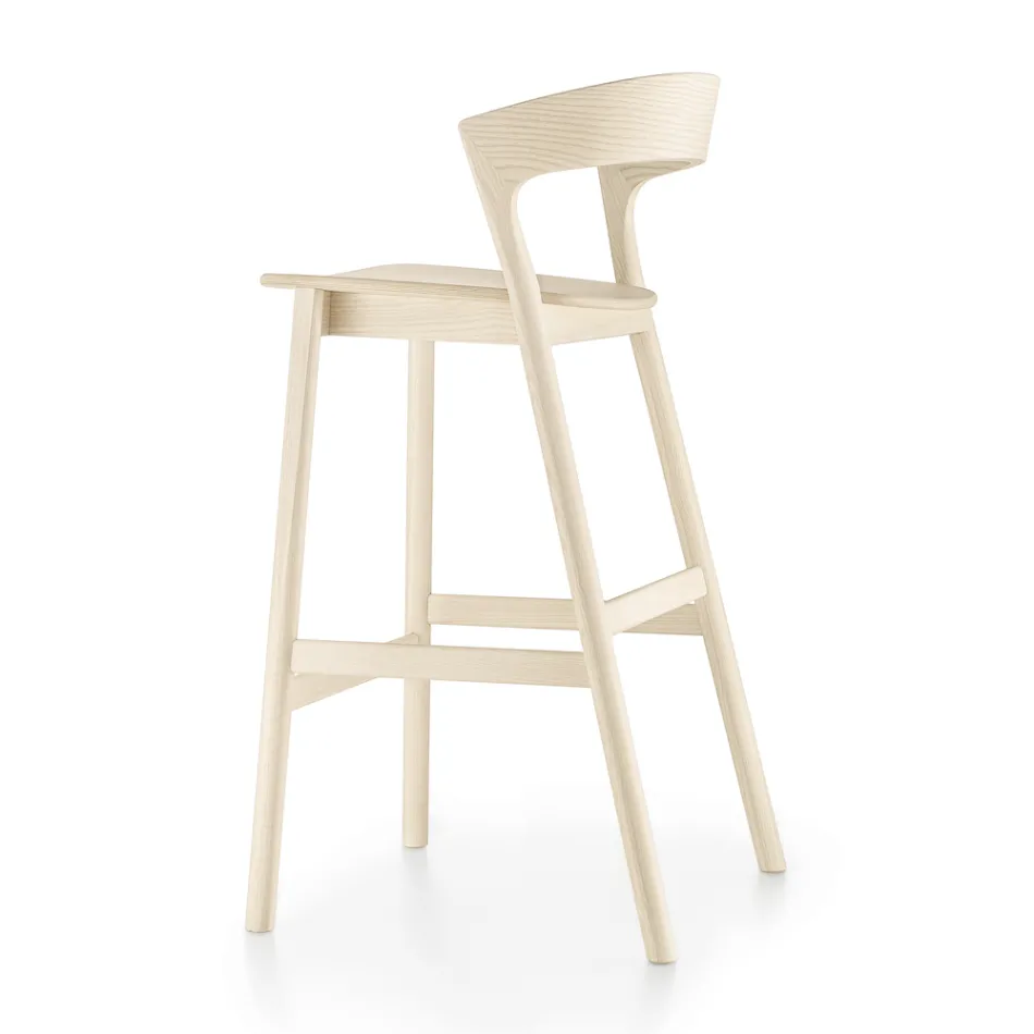 Taburete alto de cocina con estructura de madera de fresno Made in Italy - Oslo viadurini