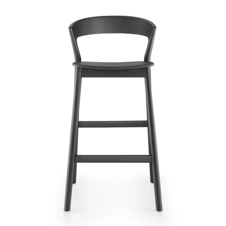 Taburete alto de cocina con estructura de madera de fresno Made in Italy - Oslo viadurini