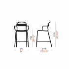 Taburete alto de exterior en aluminio con reposabrazos Made in Italy - Selima viadurini