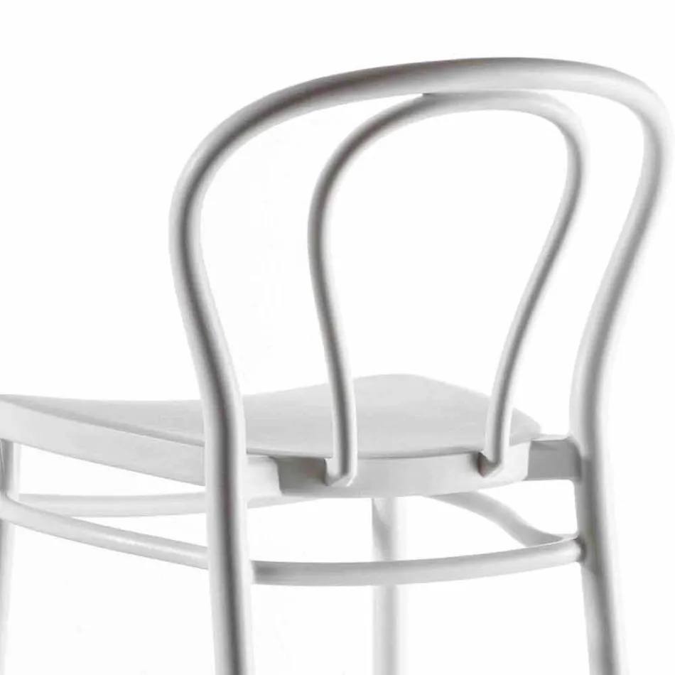 Taburete alto de polipropileno con reposapiés, 4 piezas - Gaya viadurini