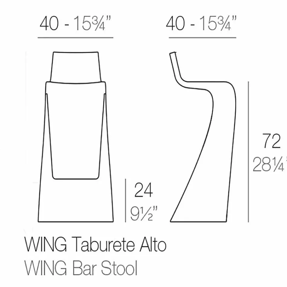 Taburete de bar de diseño moderno Wing Vondom en polietileno viadurini