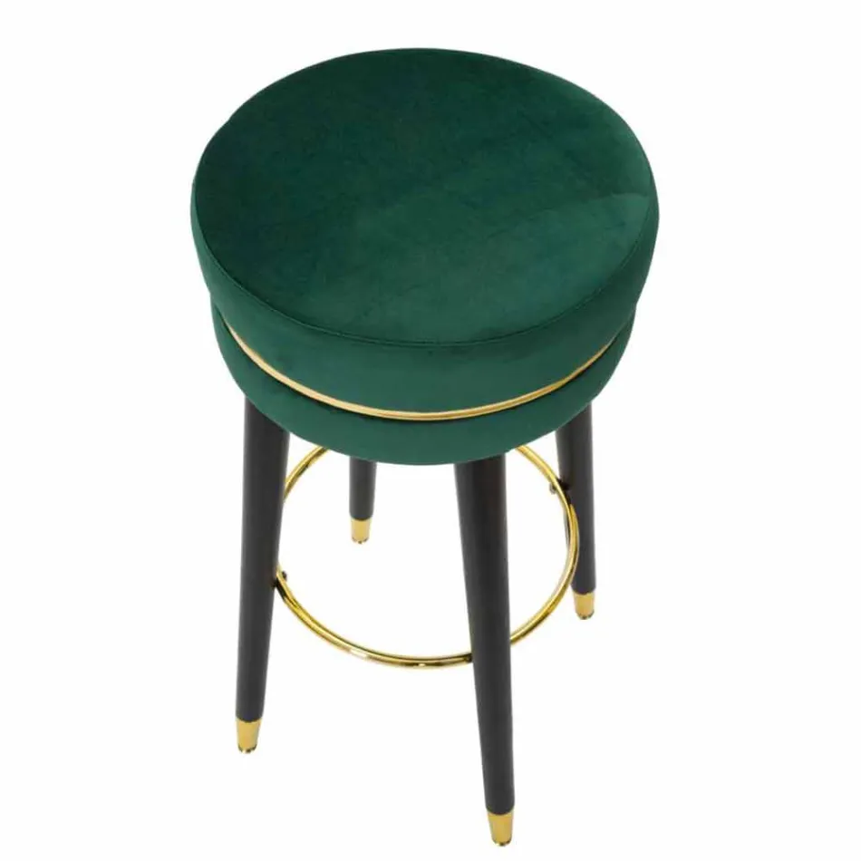 Taburete de bar redondo en madera y tela de diseño moderno - Rupert viadurini