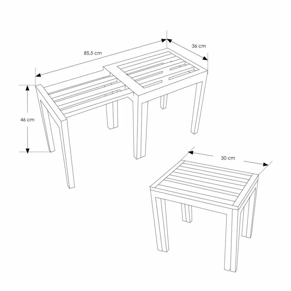 Taburete bajo extensible en madera de teca acabado natural - Pomino viadurini