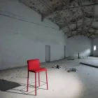 Taburete Completamente Tapizado En Technofiber Rojo Made in Italy - Screen viadurini