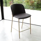 Taburete con base de metal y asiento de piel sintética Made in Italy - Ivy viadurini