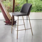 Taburete con base de metal y asiento de piel sintética Made in Italy - Ivy viadurini