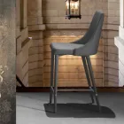 Taburete con respaldo, base metálica de diseño - Berenice viadurini
