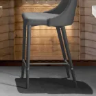 Taburete con respaldo, base metálica de diseño - Berenice viadurini