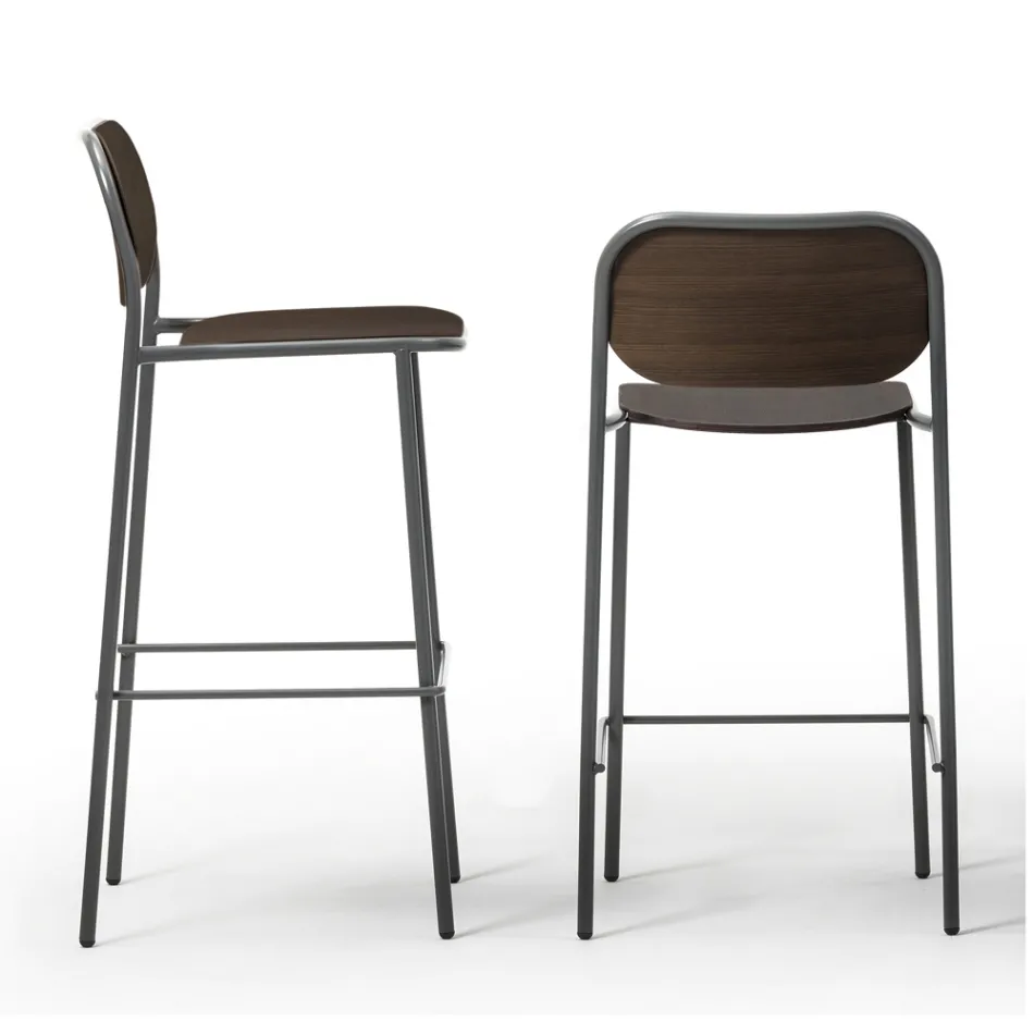 Taburete de cocina en madera de roble y metal Made in Italy 2 piezas - Saffia viadurini