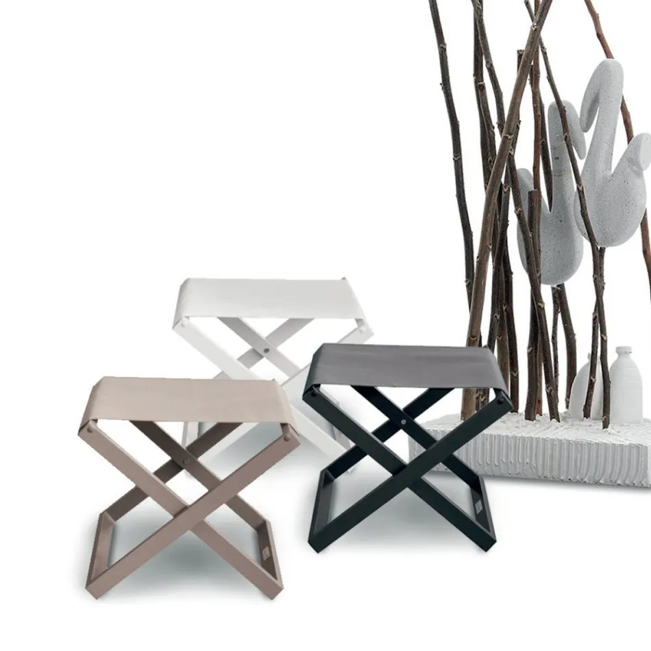 Taburete de exterior en aluminio pintado y textileno - Edward viadurini