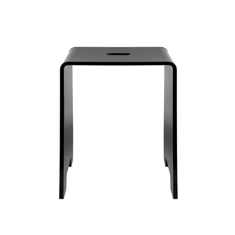 Penelope - Taburete de baño de diseño en plexiglás negro, fabricado en Italia. viadurini