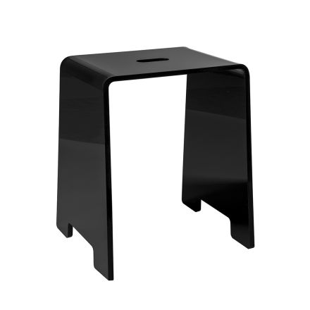 Penelope - Taburete de baño de diseño en plexiglás negro, fabricado en Italia. viadurini