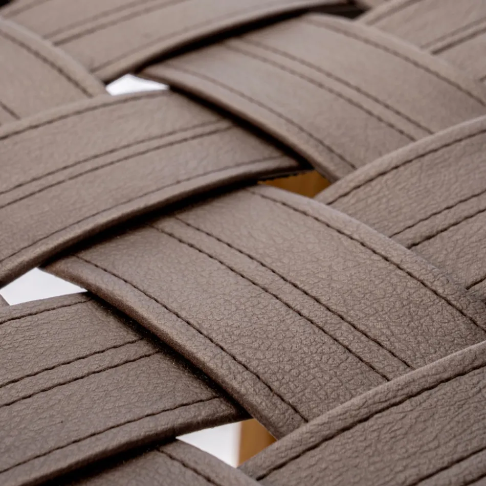 Taburete de baño de diseño de teca con asiento tejido - Yucca viadurini