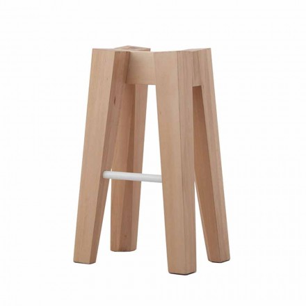 Taburete de cocina de madera maciza de haya de diseño alto o bajo - Cirico viadurini
