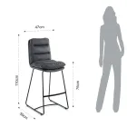 Taburete de Cocina en Microfibra Efecto Terciopelo Gris 2 Piezas - Fortaleza viadurini