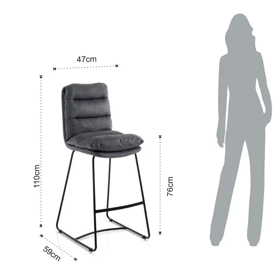 Taburete de Cocina en Microfibra Efecto Terciopelo Gris 2 Piezas - Fortaleza viadurini