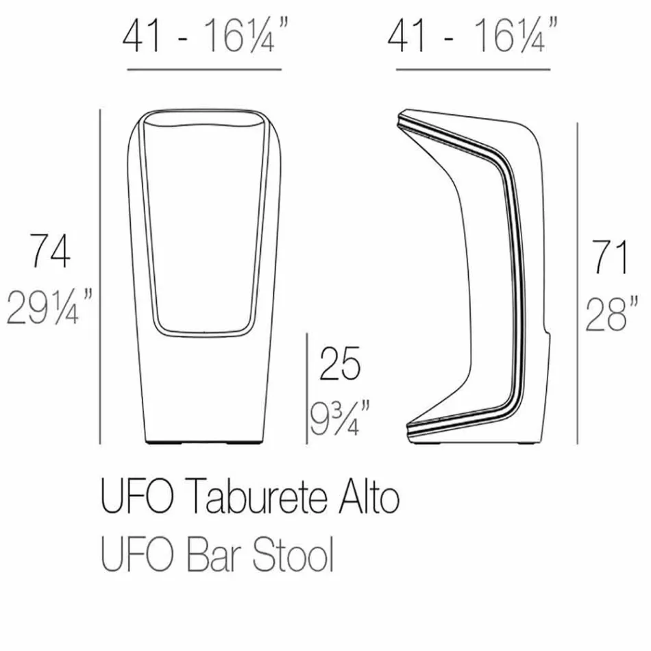 Taburete de exterior de diseño moderno Ufo by Vondom en polietileno viadurini
