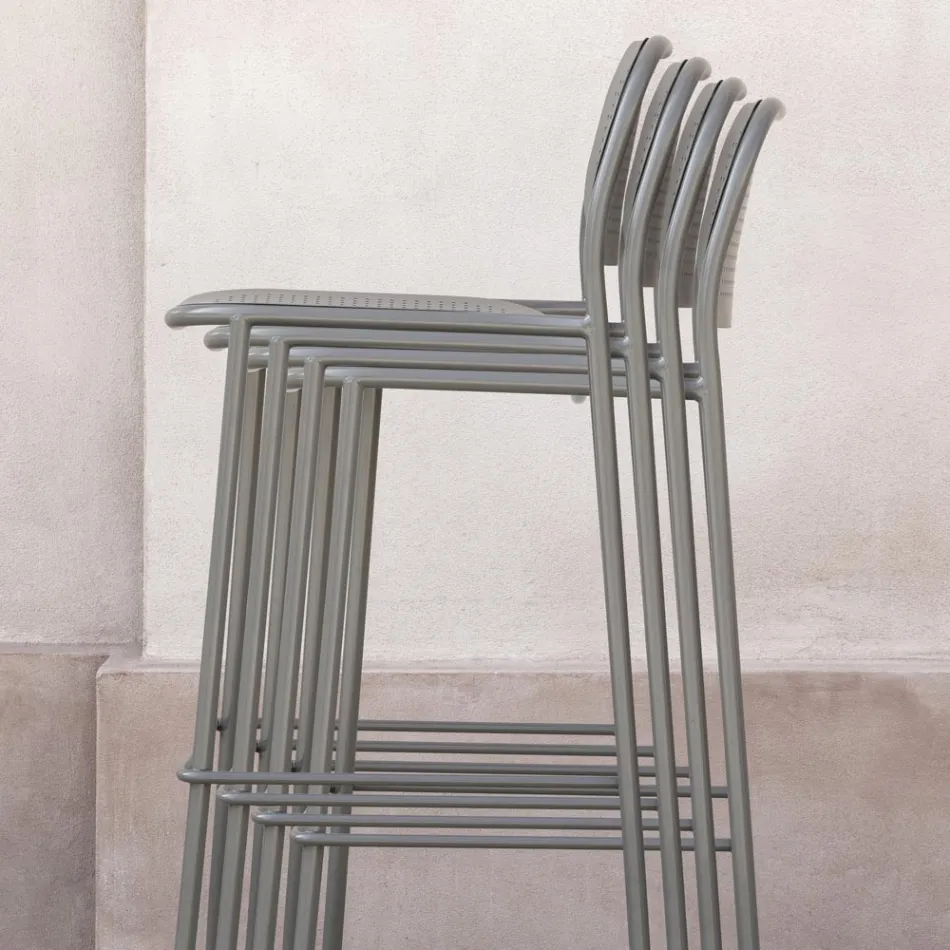 Taburete de exterior apilable de metal Made in Italy 2 piezas - Synergy viadurini