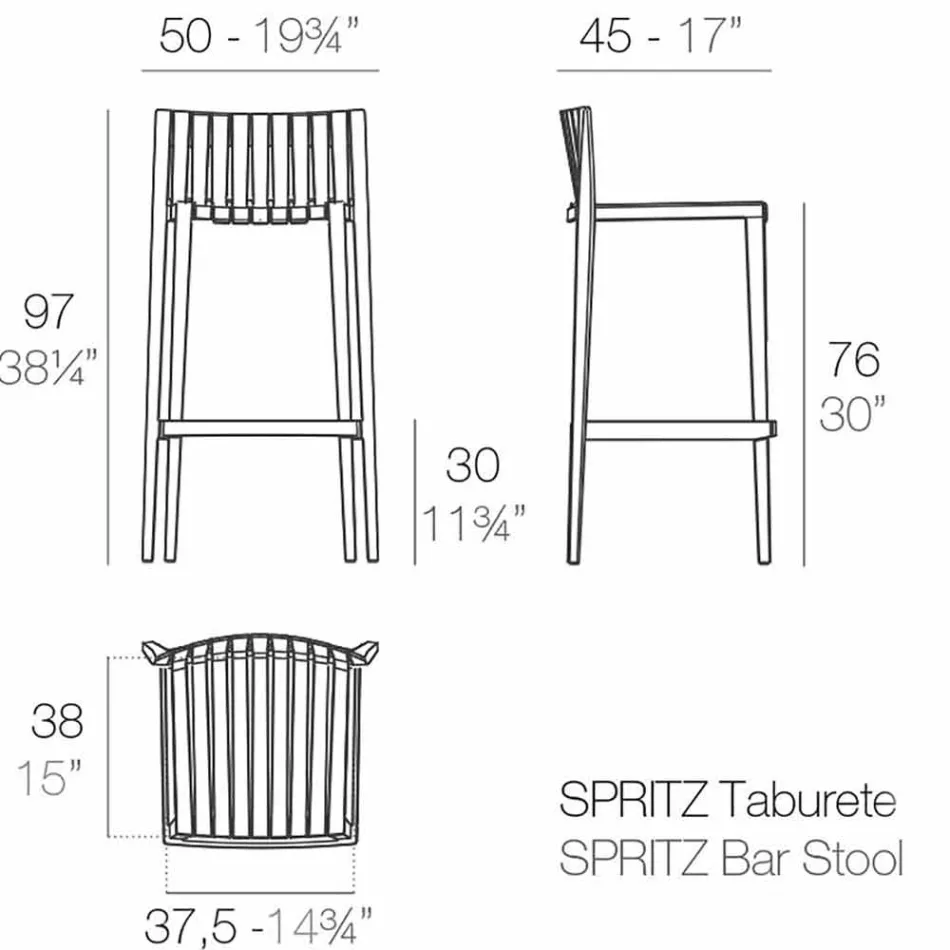 Taburete de jardín apilable Vondom Spritz H 97 cm en polipropileno viadurini