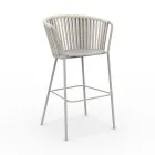 Taburete de jardín de acero inoxidable y respaldo de cuerda - Luxura viadurini