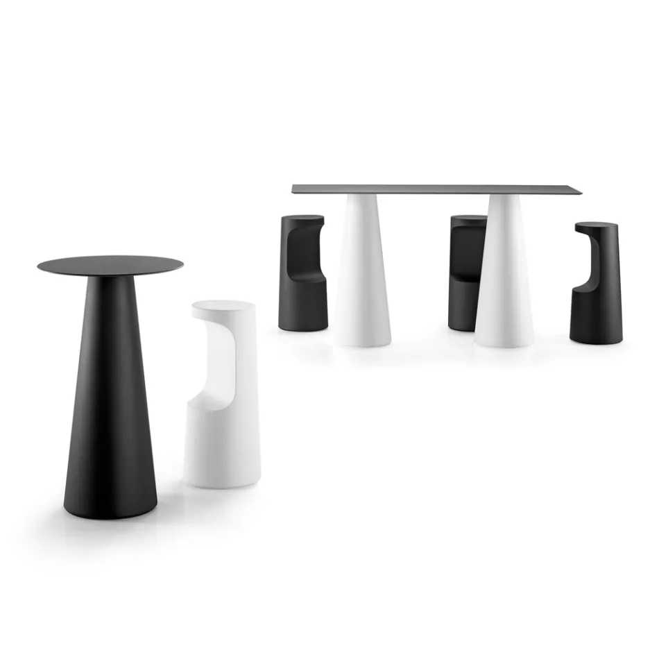 Taburete alto de diseño en polietileno mate para exterior Made in Italy - Forlina viadurini