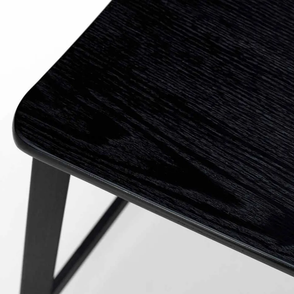 Taburete de madera y metal de diseño moderno, Elmas viadurini