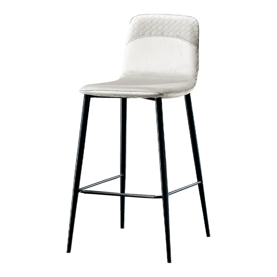 Taburete elegante de diseño moderno en terciopelo de colores y metal - Bizet viadurini