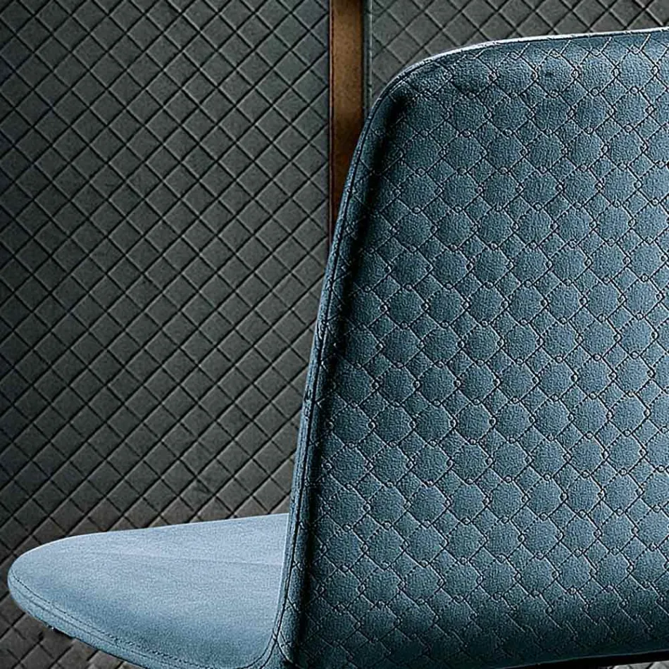 Taburete elegante de diseño moderno en terciopelo de colores y metal - Bizet viadurini