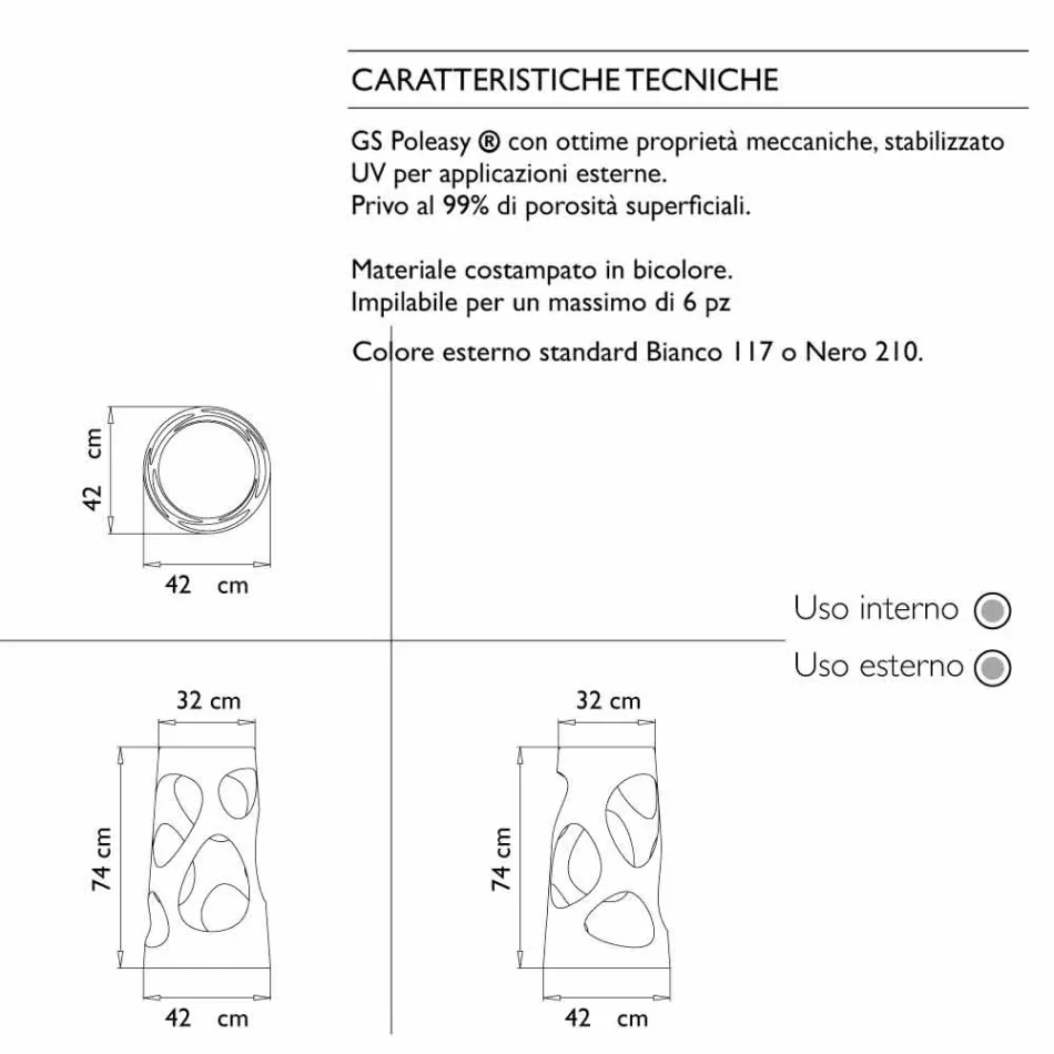 Taburete apilable para interior o exterior blanco o negro 2 piezas - Liberty by Myyour viadurini