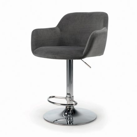 Taburete giratorio con asiento tapizado y base de acero Made in Italy - Arona viadurini
