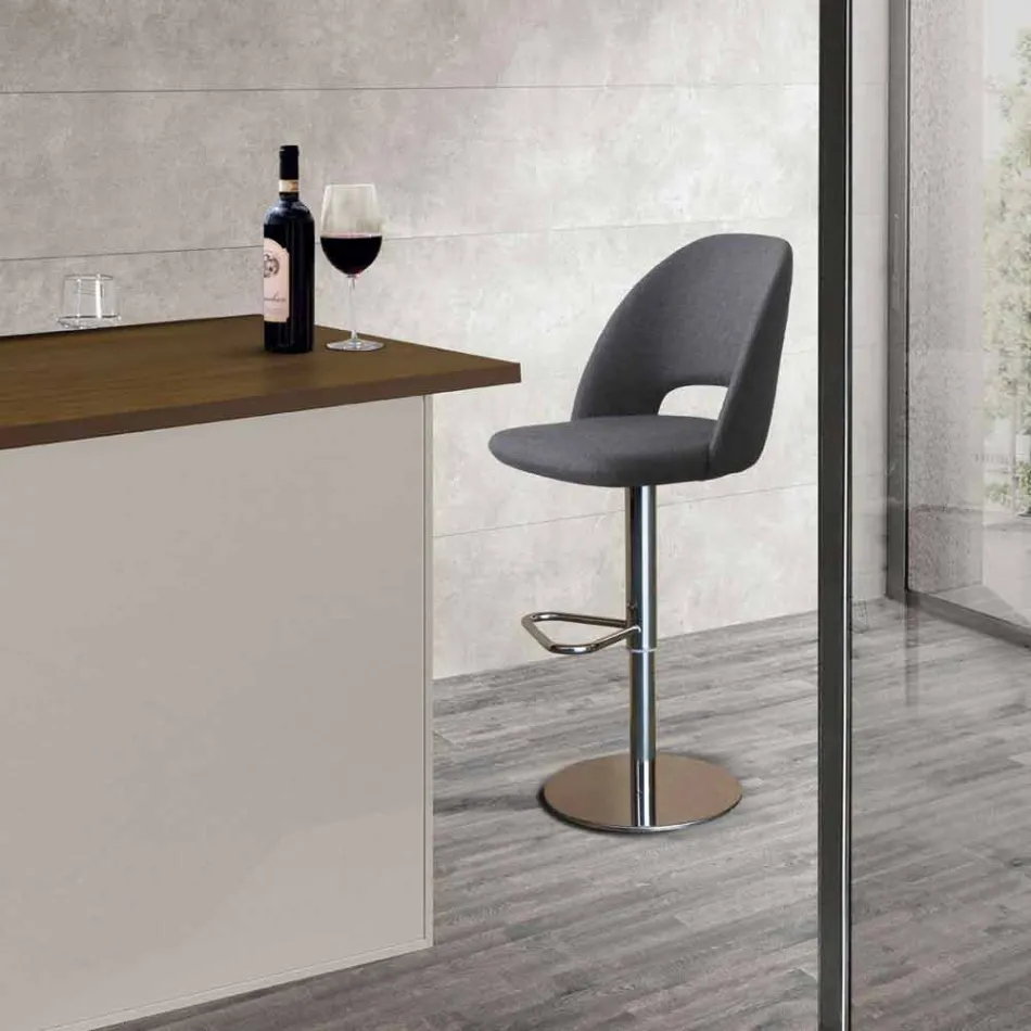 Taburete giratorio de tela y acero con elevador de gas Made in Italy - Marchesi viadurini