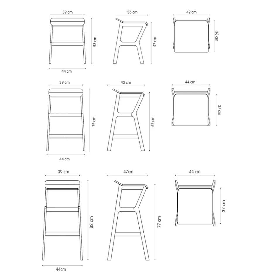 Taburete de haya maciza con asiento de tela Made in Italy - Regensburg viadurini