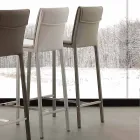 Taburete en metal y acero y cuero ecológico moderno hecho en Italia Prato viadurini