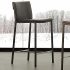 Taburete en metal y acero y cuero ecológico moderno hecho en Italia Prato viadurini