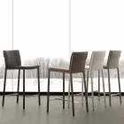 Taburete en metal y acero y cuero ecológico moderno hecho en Italia Prato viadurini