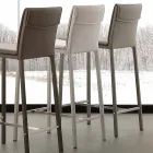 Taburete en metal y acero y cuero ecológico moderno hecho en Italia Prato viadurini