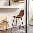 Gino diseño moderno de cuero y taburete de metal viadurini