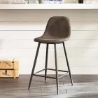 Gino diseño moderno de cuero y taburete de metal viadurini