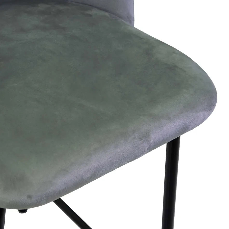 Taburete de terciopelo con estructura de metal en diferentes acabados - Penna viadurini