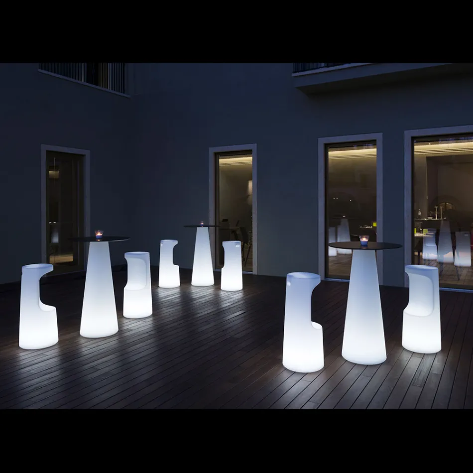 Taburete luminoso de exterior en polietileno con luz LED Made in Italy - Forlina viadurini